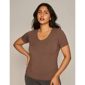 NUMI The Semi-Fitted Undershirt In Truffle Womens Small Short Sleeve Tee NWT